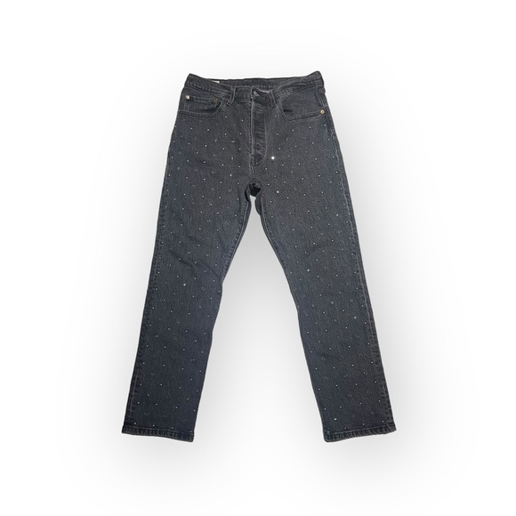 Levi’s x Free People ✪ 501 Crystal Crop Stretch Jeans ✪ Black Wash ✪ 30 Y2K Vibe - Picture 4 of 16